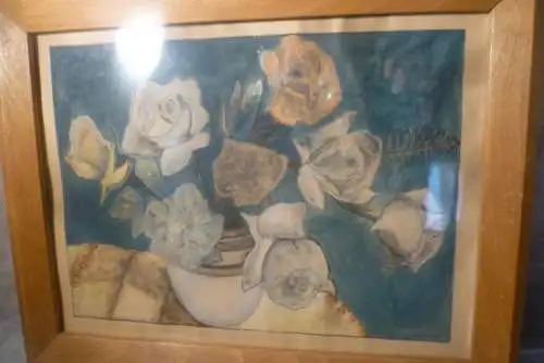 W. Stuber Stillleben mit Rosen auf einem Tisch  Aquarell signiert rechts W Stuber datiert 1947 Aquarell 