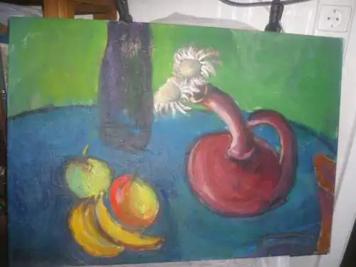  Rudolf Hirschi 1917 Stuttgart – 2001 hier in der Art des Edgar Degas "Früchte und Blumen Stilleben"”