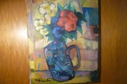  Rudolf Hirschi 1917 Stuttgart – 2001 hier in der Art des Edgar Degas "Stilleben Blumen in blauem Krug”