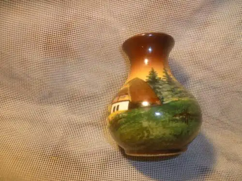 Schwarz Wallhals Zell kleine Vase handbemalt Vintage aus den 1940 Jahren  Formnummer 3591
