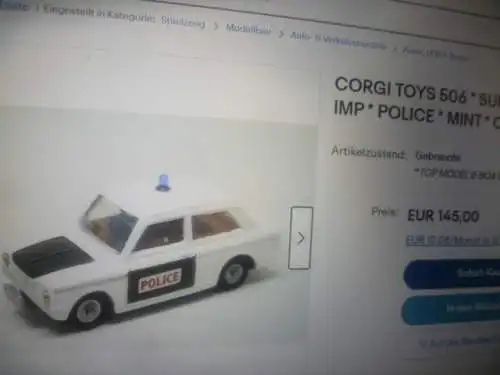 CORGI TOYS 506 / SUNBEAM IMP POLICE CAR / WHITE / 1:43