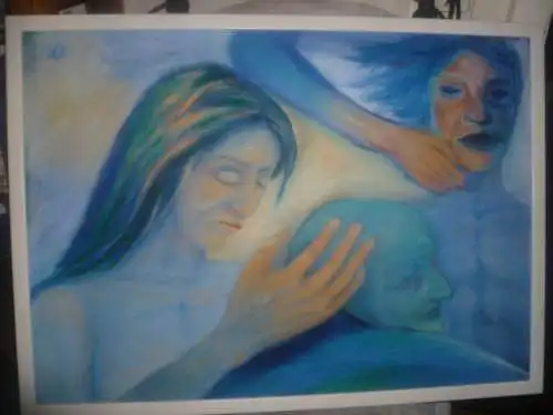 Annamaria Jeuk 71691 Freiberg   "Menschengruppe " Gemälde signiert  