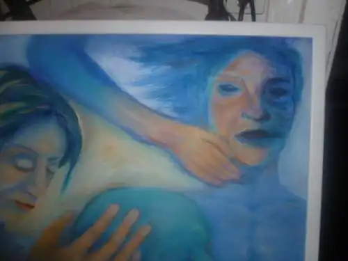 Annamaria Jeuk 71691 Freiberg   "Menschengruppe " Gemälde signiert  