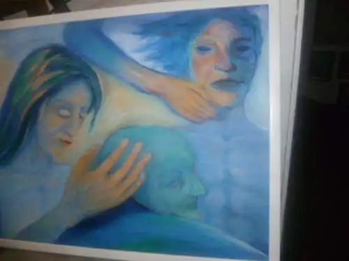 Annamaria Jeuk 71691 Freiberg   "Menschengruppe " Gemälde signiert  