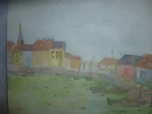 Maler der Moderne " Segelboote  im Hafen " impressionistisches Gemälde   signiert : P.  Lag...