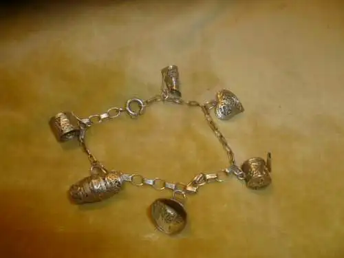 Castelan osmanisches Reich  Bettelarmband  Braut oder Verlobungsgeschenk Gold über  Silber 835 um 1930