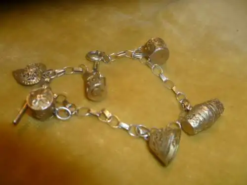 Castelan osmanisches Reich  Bettelarmband  Braut oder Verlobungsgeschenk Gold über  Silber 835 um 1930