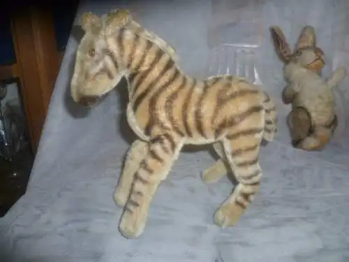 STEIFF Zebra Glasaugen , 1949-1951er Steiff Mohair  Vitrinen Zustand