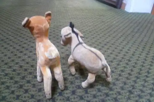 Steiff Samt Esel  1412/00 von 1949-1958 und  Samt Disney Bambi 7422/00 US Zone Fahne Knopf fehlend! aus den 1951-53 Jahren  ca10 x 15cm