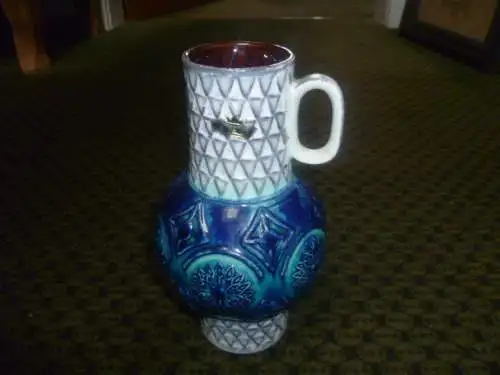Aquagrün und Turkisblau 60´s Entwurf Bodo Mans Bay Vase Formnr.; 6320 Vintage 1960-70  H 21cm