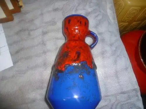 Dümler & Breiden Keramik Vase,rot/schwarz,Nr.303-16,Vintage,Rar Vintage 1960/70 H:16cm 