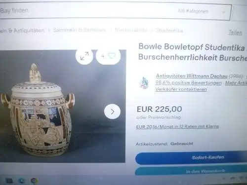 Bowle 12 Becher Steinzeugindustrie Coblenz Entwurf Albin Müller  Die Signatur wurde von 1917 bis 1931