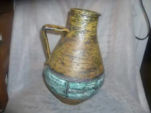 Spara Schamotte Keramik 730-31 Brutalistisches Dekor in Türkis und Braun um 1960