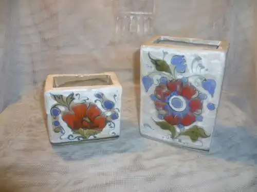 Konvolut 2 Stück Elia Schiavon Italien um 1970  rechteckiger Vasenkörper