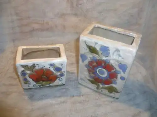 Konvolut 2 Stück Elia Schiavon Italien um 1970  rechteckiger Vasenkörper