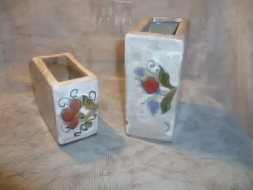 Konvolut 2 Stück Elia Schiavon Italien um 1970  rechteckiger Vasenkörper