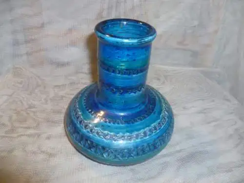 Stark bauchige Vase von Aldo Londi für Bitossi, Teil der Kollektion "Blue Rimini".Mid Century 1960 handgefertigt.