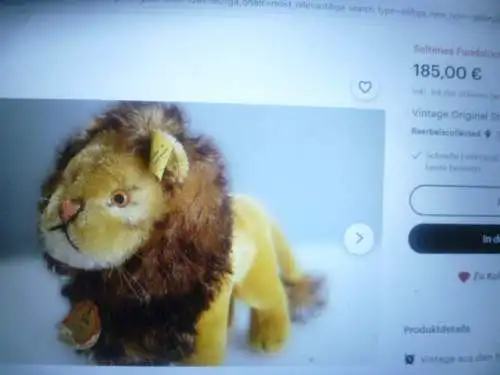 Steiff Löwe Leo um 1960 gefertigt 25 x 18 x 7,5cm unbespielt!, Knopf und Barthaare vorhanden 