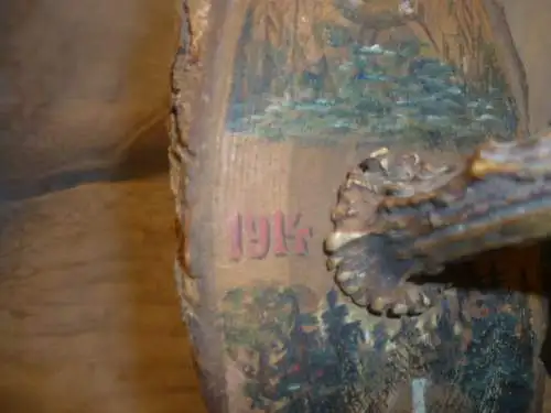Militaria Jäger Kleiderhacken Spießer datiert  1914- 1916 von Hand mit Jagdszenen bemalt!!