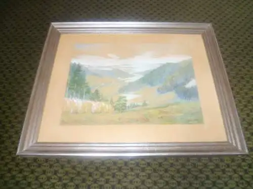 Böttcher O ? Schwarzwald  Talansicht mit  See und Bauernhäusern Aquarell signiert  datiert 1947