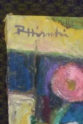 Rote Reiter Maler !! Rudolf Hirschi 1917 Stuttgart – 2001 hier in der Art des Edgar Degas " Sommerliches Blumenstillleben auf einem Tisch ”
