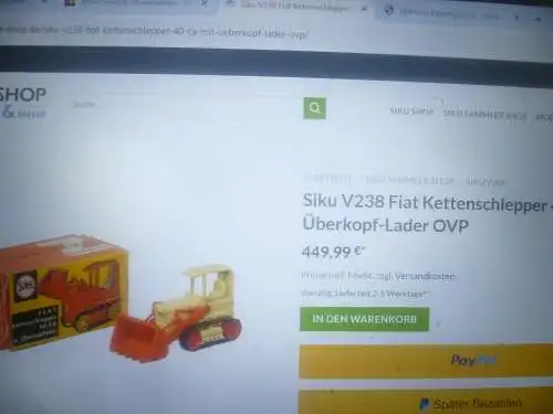 2 Siku V238 Fiat Kettenschlepper 40 CA mit Überkopf-Lader , leicht bespielt , Ketten fehlen wohl von 1972 L: 7 cm  
