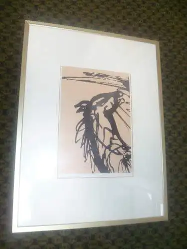 Dominique Bajard 1953 - Pferdekopf Lithographie Linolschnitt signiert und datiert!