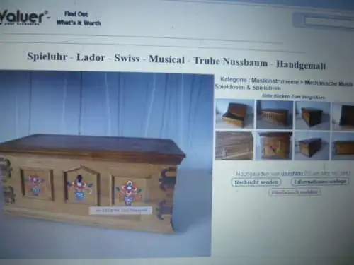 Schweizer Spieluhr Model Lador  Melodie: "La Tosca"  in Form einer handbemalten Truhe 1960 gefertigt!