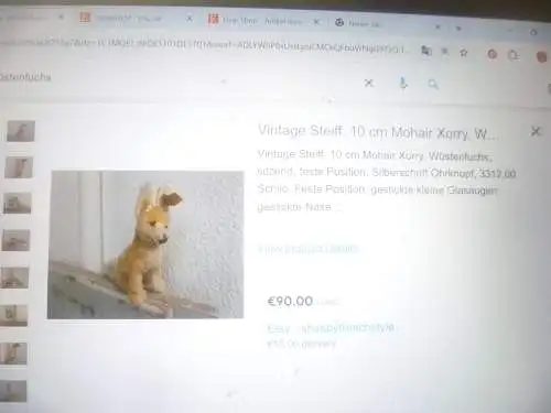 Steiff Wüstenfuchs Xorry 3317.00 unbespielt Schild Fahne Knopf  sehr schön!