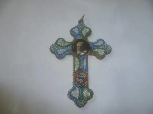  Pope Pius XI 1922-1939 Antique Micro Mosaic Cross Pendent, ROMA Souvenir ITALY Masse 7,5 x 5 cm   perfektes Sammlerstück