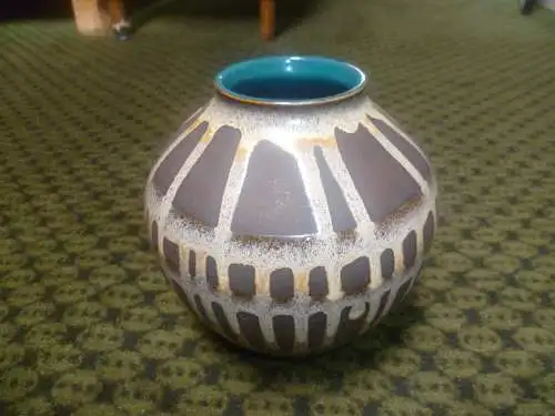 Konvolut Carstens Tönnieshof 652-13 Ballon Vase uns Obstschale Keramik Keramik Design Brabant  der 1950er / 1960er kubistisches Dekor