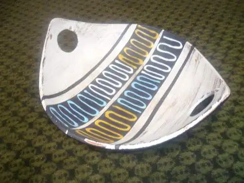 Konvolut Carstens Tönnieshof 652-13 Ballon Vase uns Obstschale Keramik Keramik Design Brabant  der 1950er / 1960er kubistisches Dekor