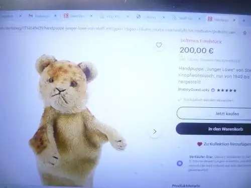 Steiff Handpuppe junger Löwe hergestellt 1949-1954 sehr selten am Markt !!