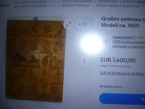 Biedermeier Springerle Modell 12 seltene kleine besonders fein ausgeschnitzte Motive aus der Mitte des 19 Jhd massives Birn bzw. helles Nussbaum Provenienz...