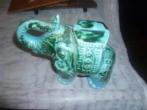 Spardose Türkis Elefant Porzellan Vintage 1970 Art Aldo Londi Bitossi Keramik