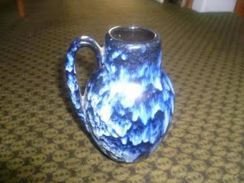 Heinz Siery Dekor Lora blaue Lauflasuren Mid Century Scheurich Keramik Vase Vintage 60 Ära H: 16cm  Formnummer: 414-16
