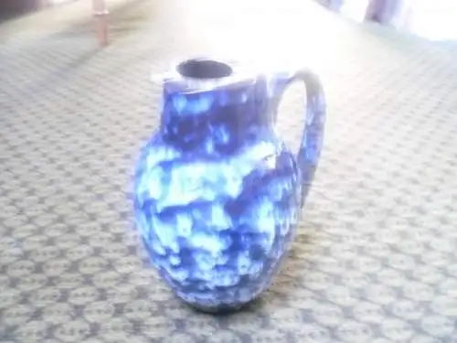Heinz Siery Dekor Lora blaue Lauflasuren Mid Century Scheurich Keramik Vase Vintage 60 Ära H: 16cm  Formnummer: 414-16