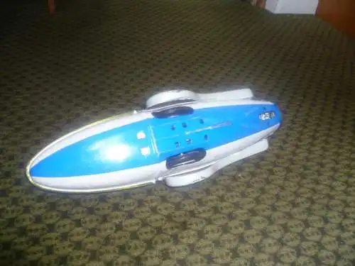 China MF-742 "GREAT FLYING BOAT" SPACE SHIP 32cm! Friction Tin Toy MIB`80 RARE! 32x11x10 cm