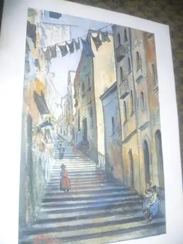 Zuschreibung an : Paul Cordonnier 1878-1963  Idyllische Gassen Ansicht von Neapel mit mehreren Figurenstaffagen 1906 datiert