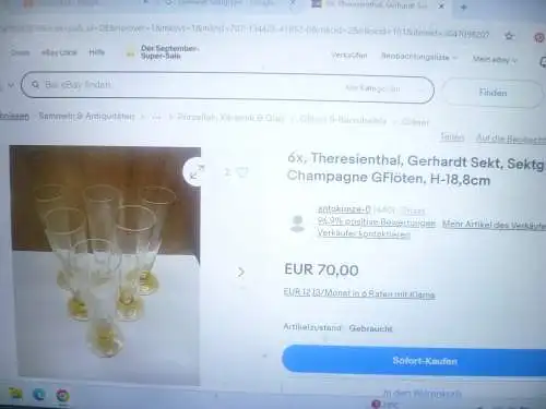 4x geschliffene Theresienthal, Gerhardt Sekt, Sektgläser Champagne GFlöten H19cm Edition für Gerhardt Sekt  aus der Vitrine