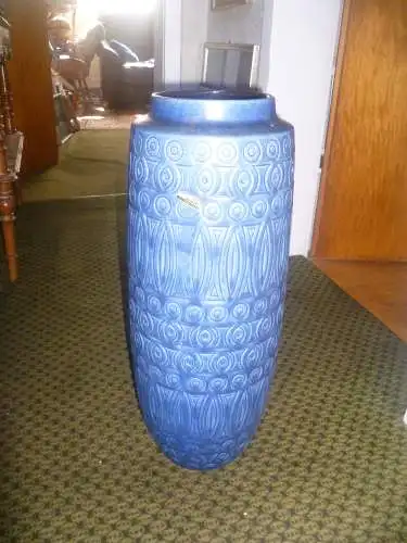 Inka bzw Hellas scheurich Keramik Vase Nr. 264-52 in stahlblau schwarz Ära 1960 Abba!!