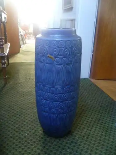 Inka bzw Hellas scheurich Keramik Vase Nr. 264-52 in stahlblau schwarz Ära 1960 Abba!!