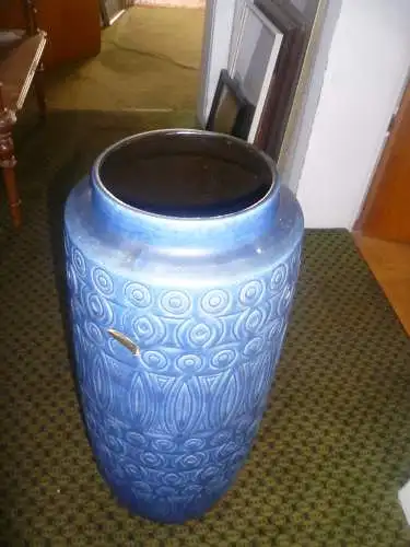 Inka bzw Hellas scheurich Keramik Vase Nr. 264-52 in stahlblau schwarz Ära 1960 Abba!!