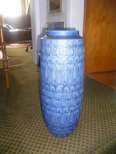 Inka bzw Hellas scheurich Keramik Vase Nr. 264-52 in stahlblau schwarz Ära 1960 Abba!!