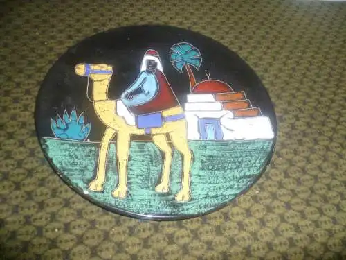 Ruscha  Hanns Welling   Emaile Dekor Keramik Wandteller Dekor Orient  Vintage 50 Jahre