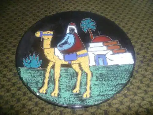Ruscha  Hanns Welling   Emaile Dekor Keramik Wandteller Dekor Orient  Vintage 50 Jahre