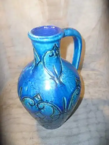  Aldo Londi für Bitossi große italienische Mid Century Italica Ars Vase Rimini Blue Glasur edles Ritzdekor  H:28 cm