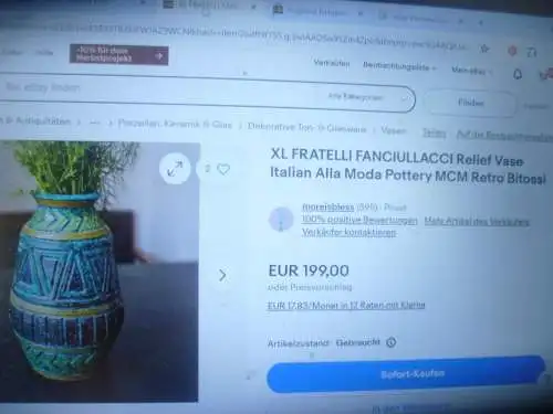 FRATELLI FANCIULLACCI Relief Vase Italian Alla Moda Pottery MCM Retro Bitossi Keramik Manufaktur gegründet 1862 von Raffaello Fanciullacci in Capraia Fiorentina.