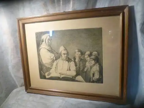 Ludwig Emil Grimm 1790 Hanau-1863 Kassel Radierung datiert 1820 "Das Kinderexamen "   Verzeichnis: Andresen 140 Stoll 171