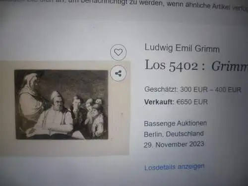 Ludwig Emil Grimm 1790hanau-1863 Kassel Radierung datiert 1820 "Das Kinderexamen "   Verzeichnis: Andresen 140 Stoll 171